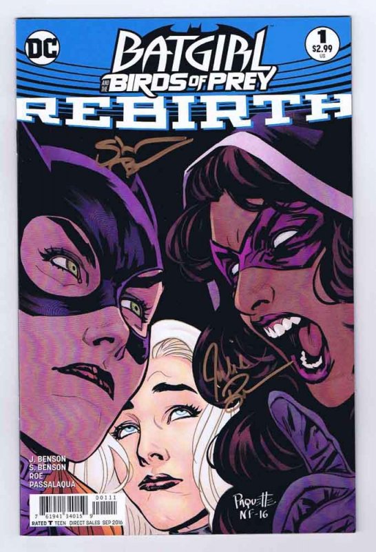 Batgirl And The Birds Of Prey Rebirth 1 Vfnm Signed Wcoa Julie Benson And Shawna Benson 2016 Dc 0491