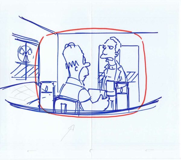 Simpsons Carl Carlson Homer Original Art Animation Production Pencils Blue Marker Rough Comp-051820