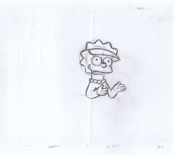 Simpsons Lisa "....Real...." Original Art Animation Production Pencils EABF10 SC 253 A-3-52320