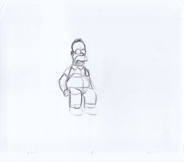 Simpsons Homer 'No Eyes" Original Art Animation Production Pencils Rough 60120