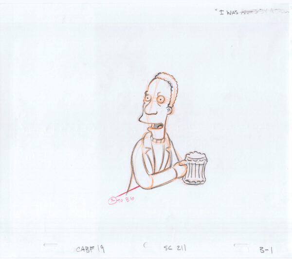 Simpsons Carl "I Was" Original Art Animation Production Pencils CABF19 SC 211 B-1-72320