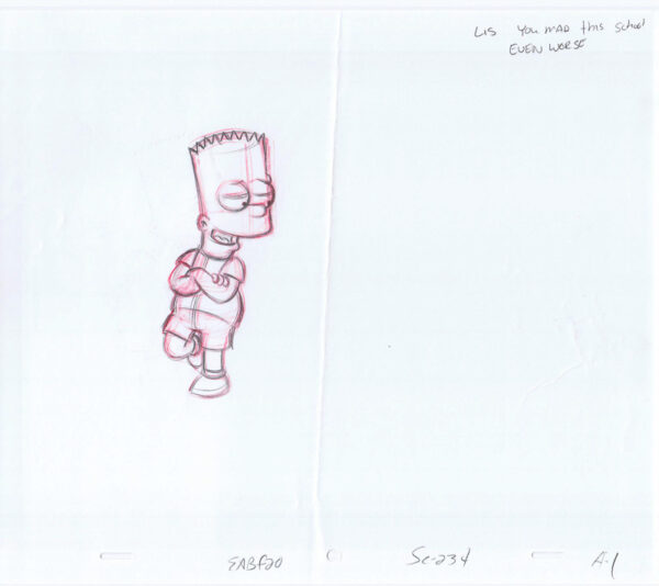 Simpsons Bart Original Art Animation Production Pencils EABF20 SC 234 A-1-90620