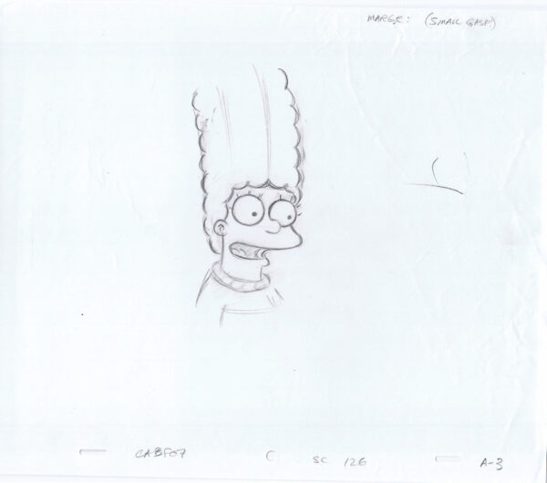 Simpsons Marge "Gasp" Original Art Animation Production Pencils CABF07 SC 126 A-3-90620