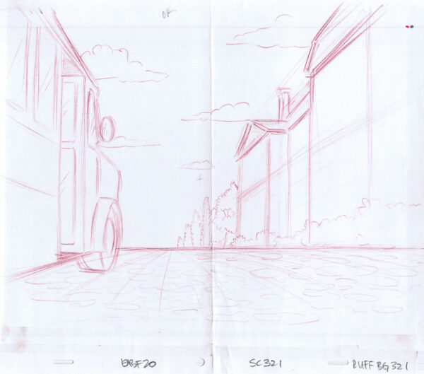 Simpsons Background Original Art Animation Production Pencils EABF20 SC-321 RUFF BG321-100120