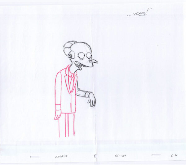 Simpsons Burns ...YEARS!" Original Art Animation Production Pencils EABF10 SC-182 C-6-010321