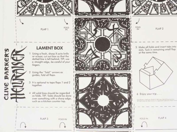 Hellraiser Promotional Lament Box Black & White Unused Sheet 1989 Clive Barker - Image 2