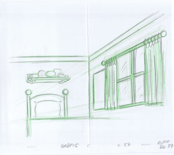 Simpsons Background Original Art Animation Production Pencils GABF15 SC-87 Ruff BG-87-020321