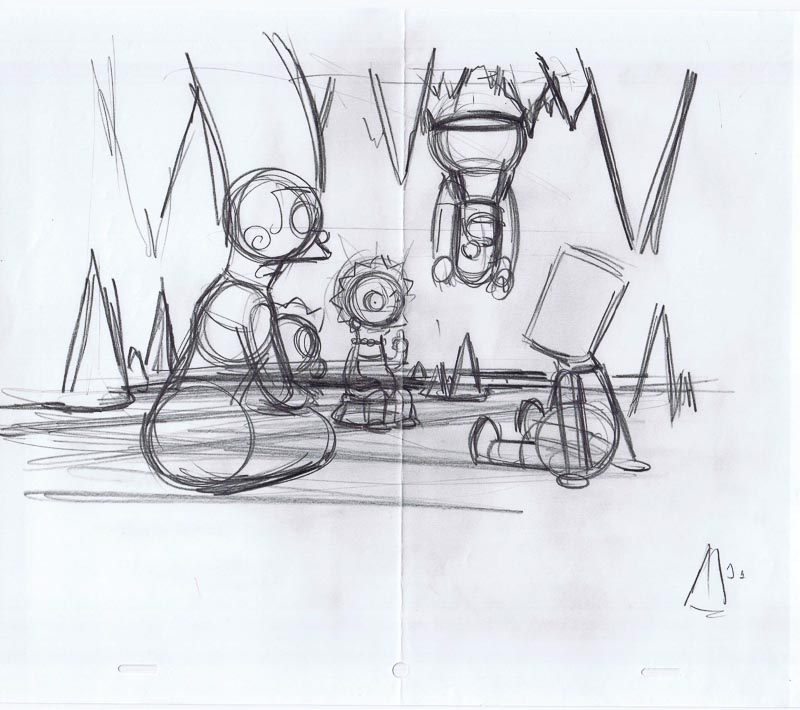 Simpsons Family Rough Original Art Animation Production Pencils 020621
