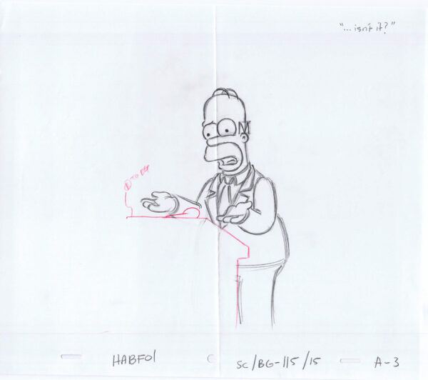 Simpsons Homer Original Art Animation Production Pencils HABF01 SC|BG-115/15 A-3-030721
