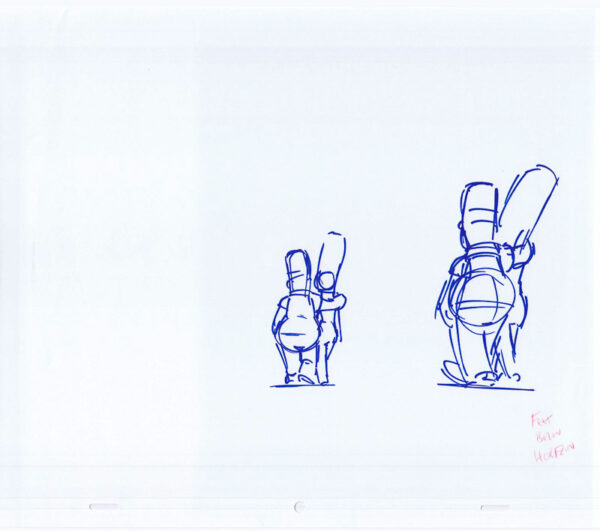 Simpsons Homer Marge Group Original Art Animation Production Rough-031521