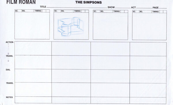 Simpsons Film Roman Storyboard Original Art Animation Production Pencils Rough - 040921