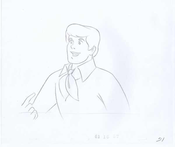 Scooby Doo Fred 1972 Original Art w/COA Animation Production Pencil 61 16 57 21 - 012625